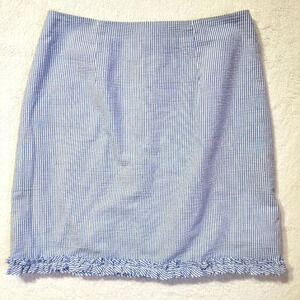 Just Madras Blue white striped skirt with ruffled Hem Size M